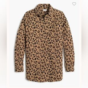 J. Crew Leopard high-low popover tunic top size Large